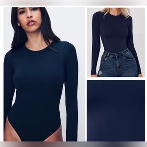 GOOD AMERICAN Sculpting Modern Long Sleeve Bodysuit - Navy